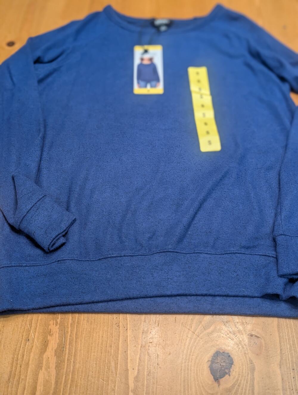 Buffalo Women's Crew Neck Top, Blue, Small, Cozy, NWT